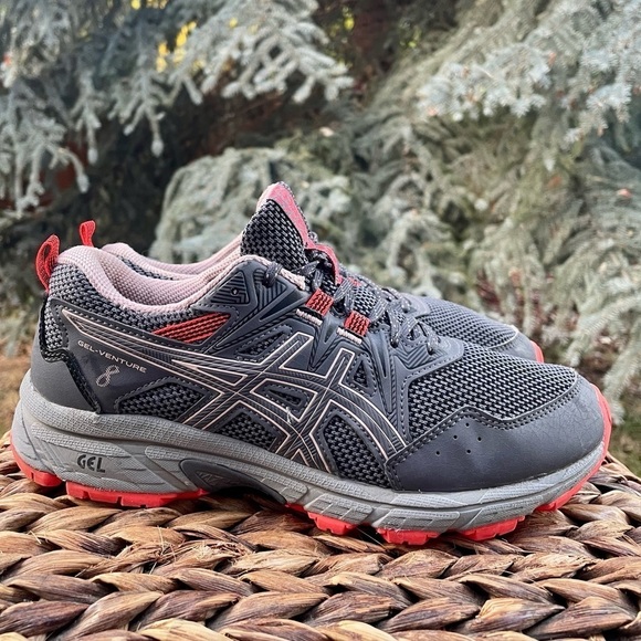 Women’s Asics Gel-Venture 8 Gray Silver & Red Running Shoes & Trainers. Size 7 - Picture 3 of 8